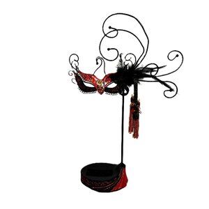 Masquerade Mask Jewelry Rack Ring Holder 13” Tall